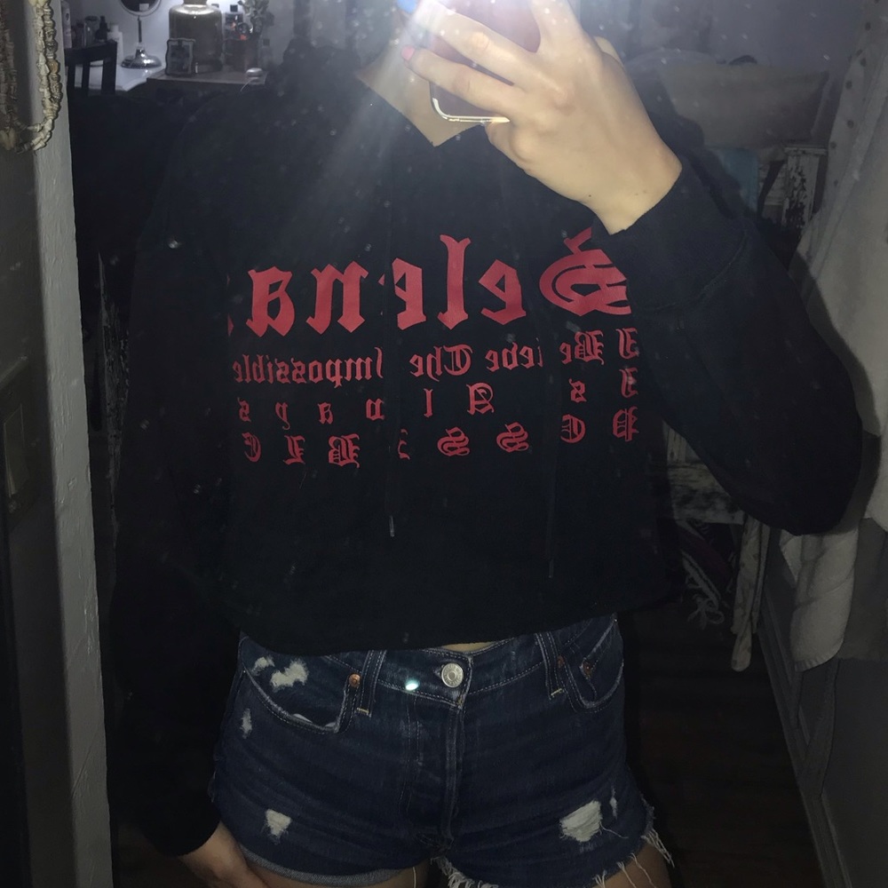 selena quintanilla cropped hoodie with text